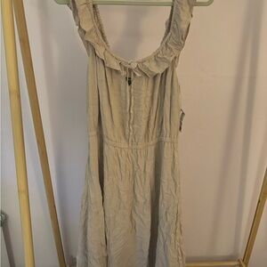 NWT, INC International Concepts Beige Ruffle Tank Top Maxi Dress, Size Large